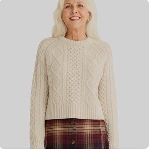 Sold Out Pendleton Shetland Cropped Fisherman Sweater - Color: Birch